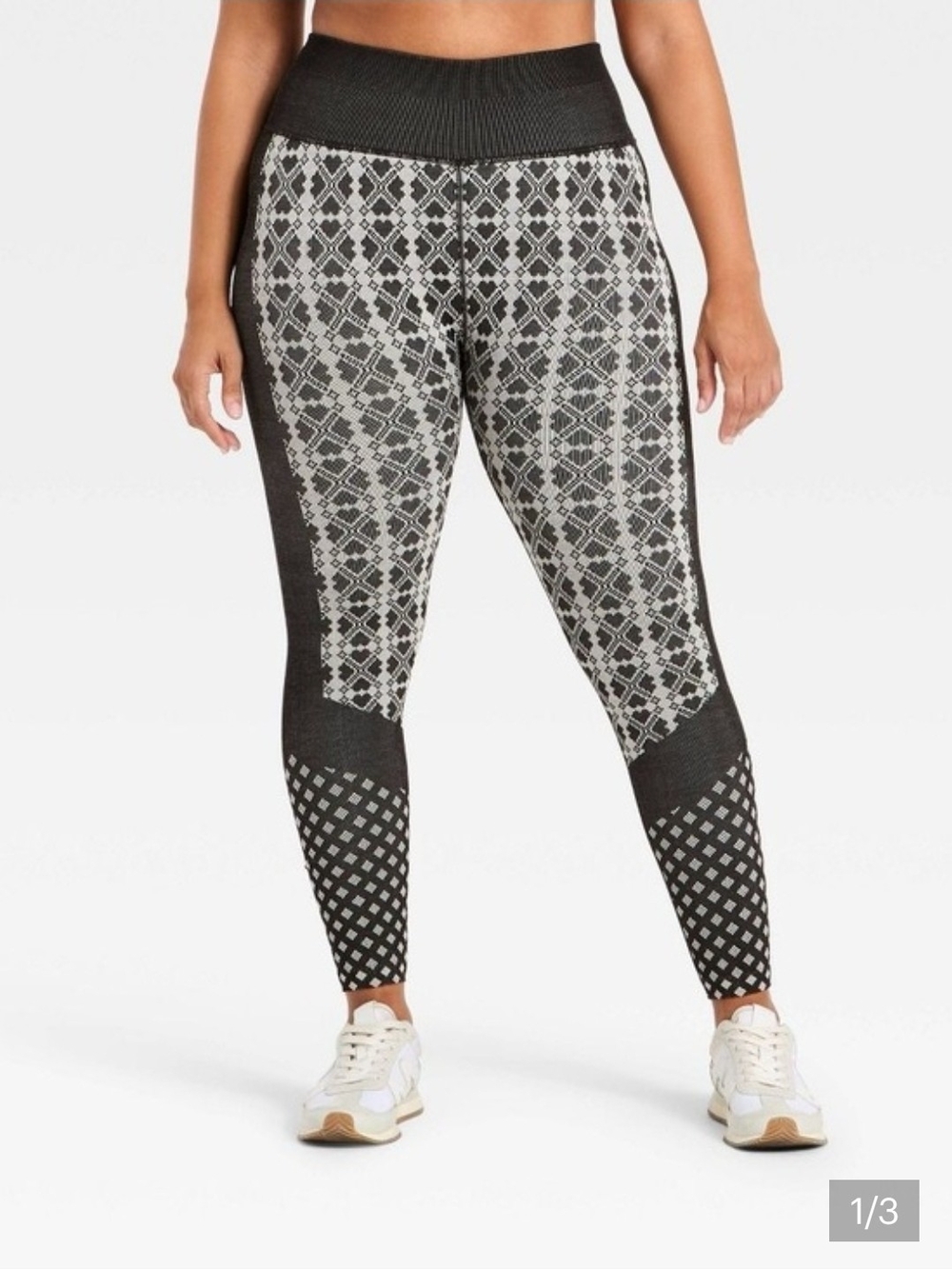 all in motion Black and Gray Geometric High-Waist Leggings